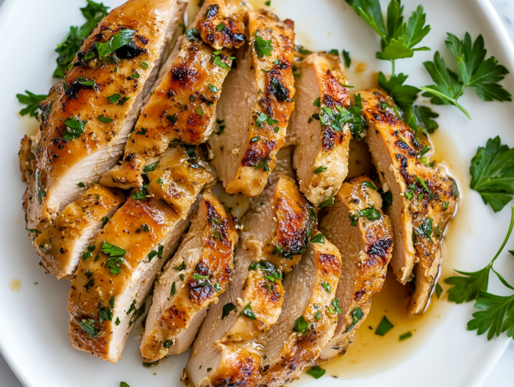 A whole raw chicken on a wooden cutting board, surrounded by fresh rosemary, lemon halves, and garlic cloves, ready to be seasoned and roasted.