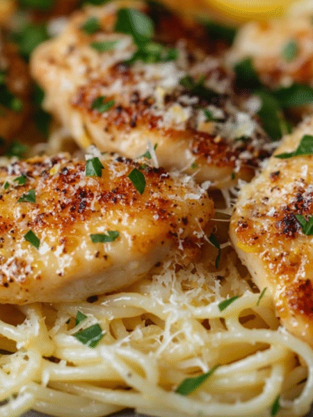Garlic Butter Chicken with Lemon Parmesan Pasta Recipe