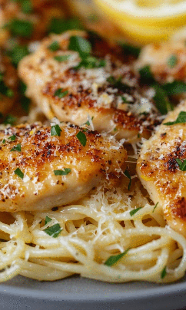 Garlic Butter Chicken with Lemon Parmesan Pasta Recipe