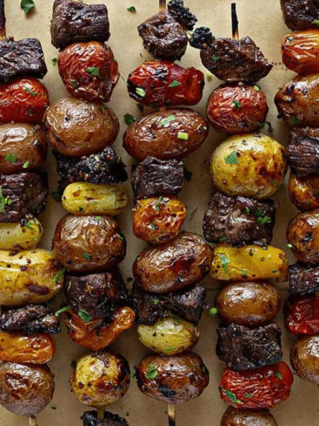 Summer Rosemary Garlic Steak Kebabs Recipe