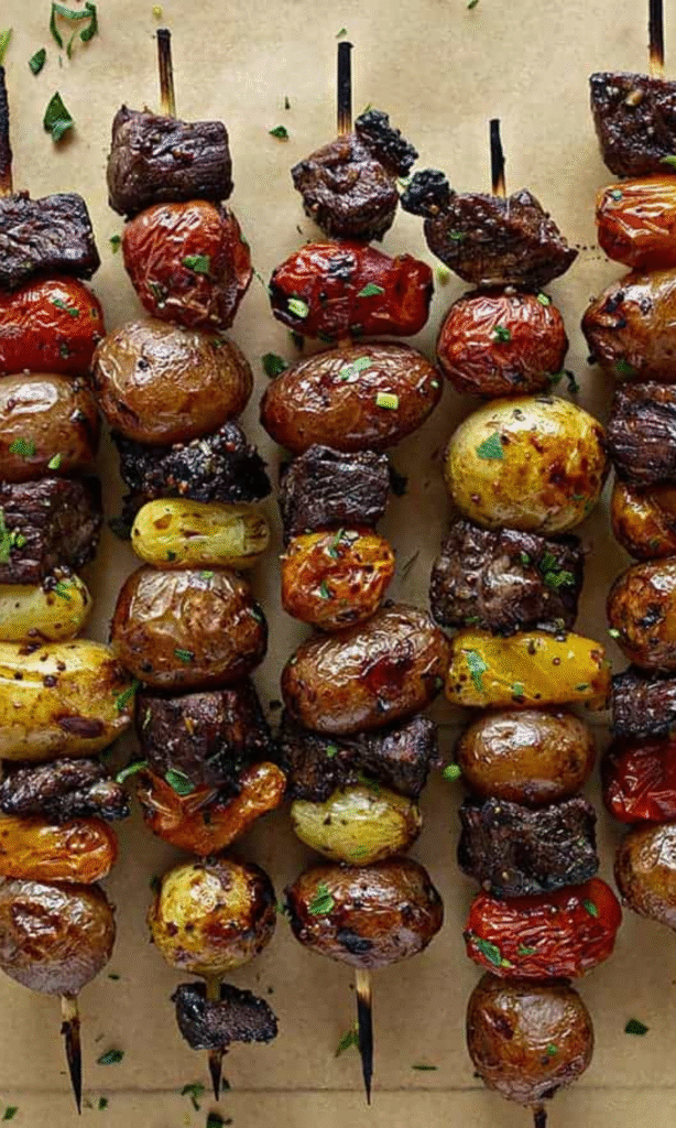 Summer Rosemary Garlic Steak Kebabs Recipe