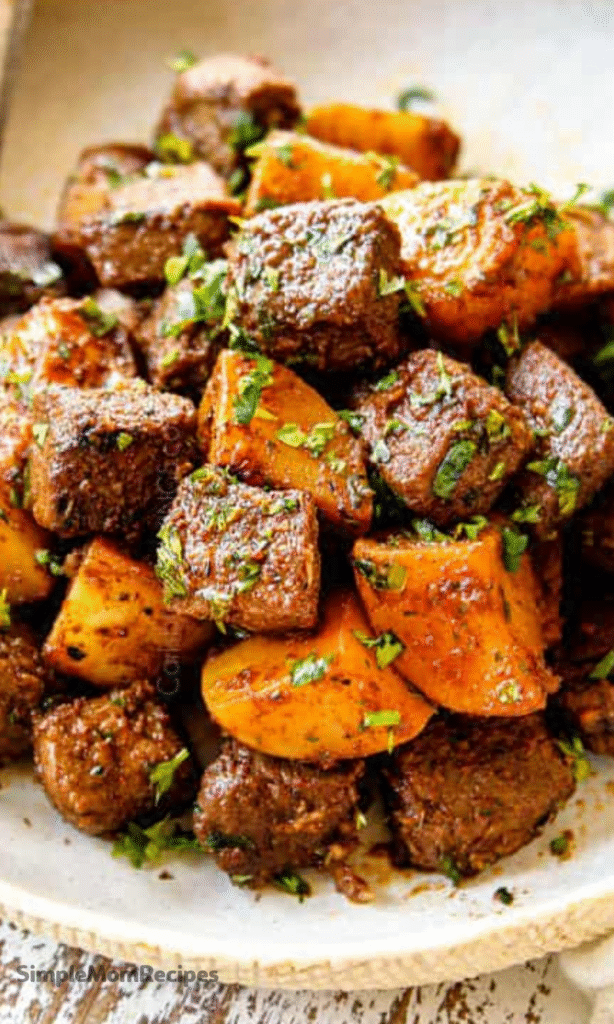 Garlic Butter Steak Bites and Potatoes Recipe