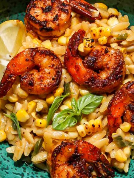 One Pan Creamy Parmesan Orzo with Shrimp Recipe