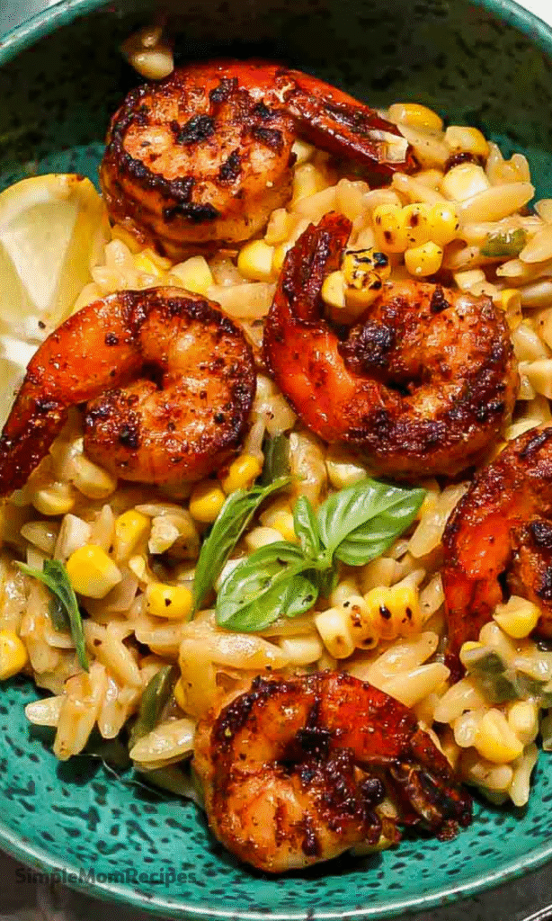 One Pan Creamy Parmesan Orzo with Shrimp Recipe