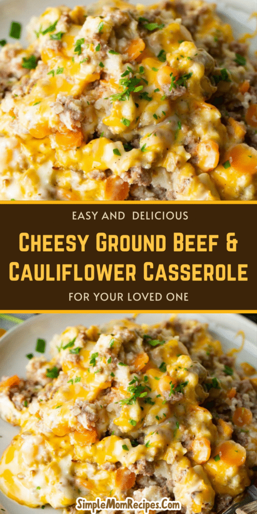 Cheesy Ground Beef & Cauliflower Casserole Recipe