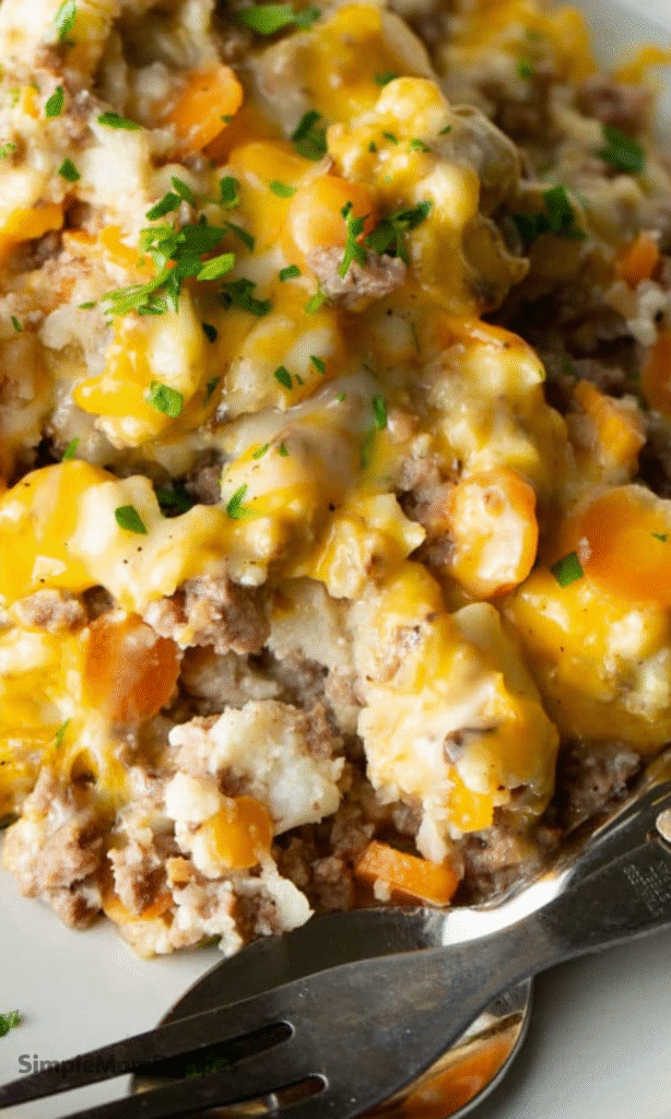 Cheesy Ground Beef & Cauliflower Casserole Recipe