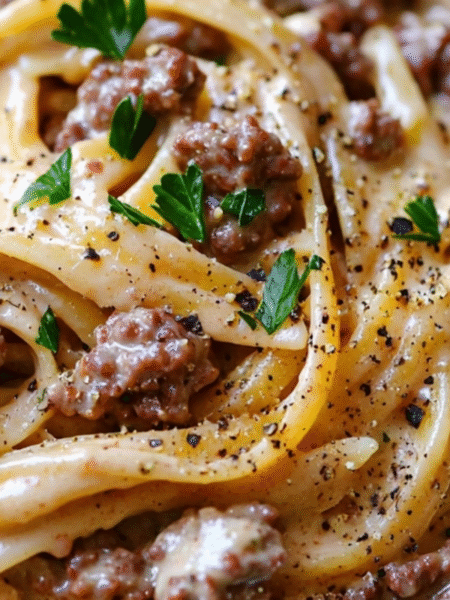 High Protein Creamy Beef Pasta Recipe