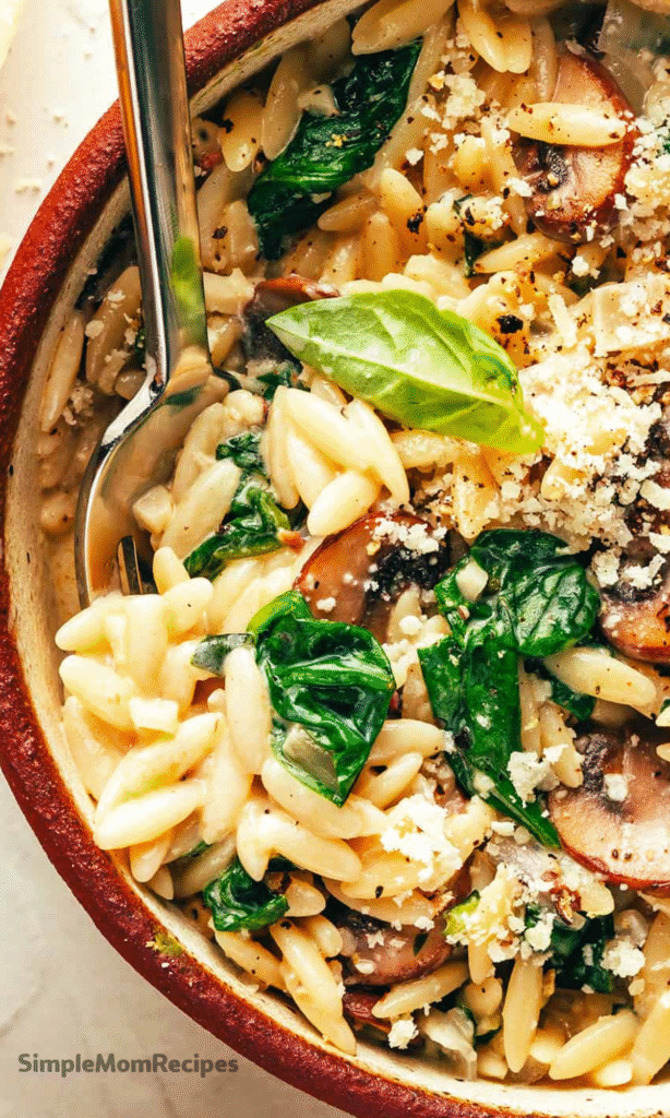 One Pot Chicken and Mushroom Orzo Recipe