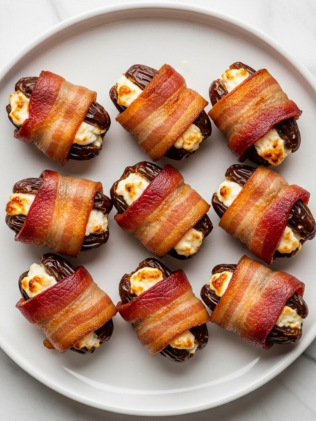 Bacon-Wrapped Dates with Goat Cheese