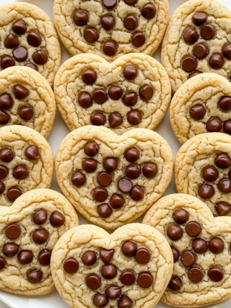 Heart Shaped Chocolate Chip Cookies