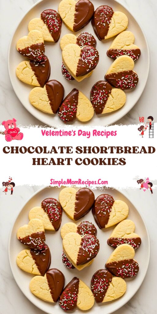 Chocolate-Dipped Shortbread Heart Cookies Recipe