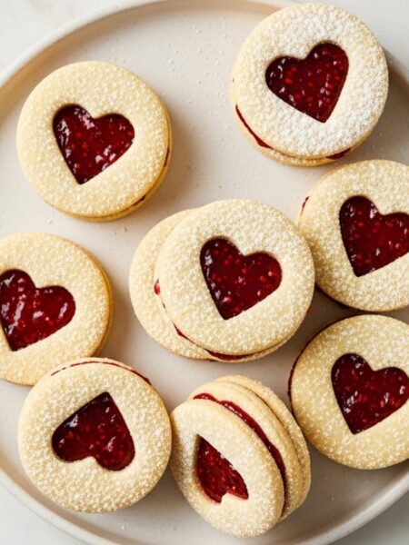 Heart Shaped Raspberry Linzer Cookies Recipe