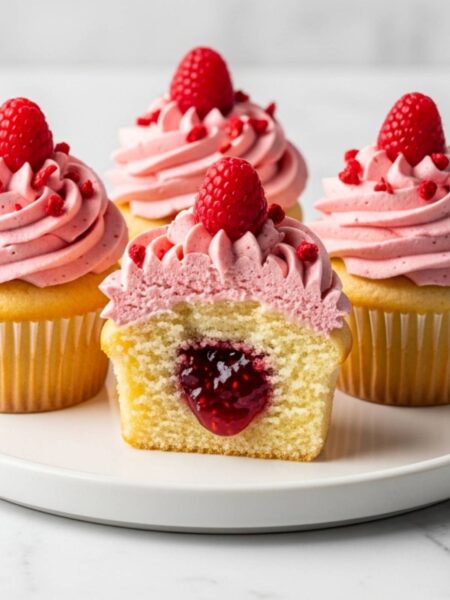 Jam-Filled Raspberry Cupcakes Recipe