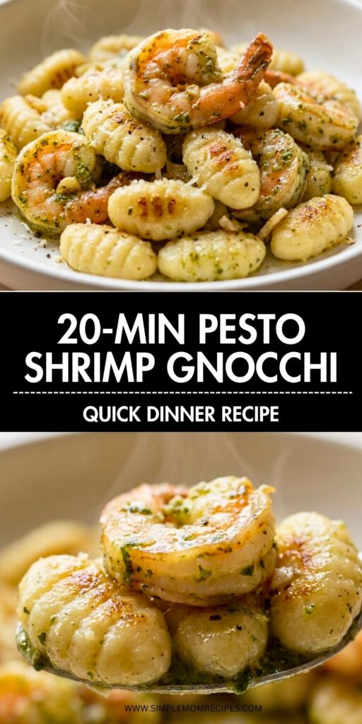 20 min pesto shrimp gnocchi