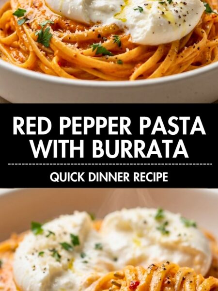 Creamy Red Pepper Pasta with Burrata & Herbs Recipe