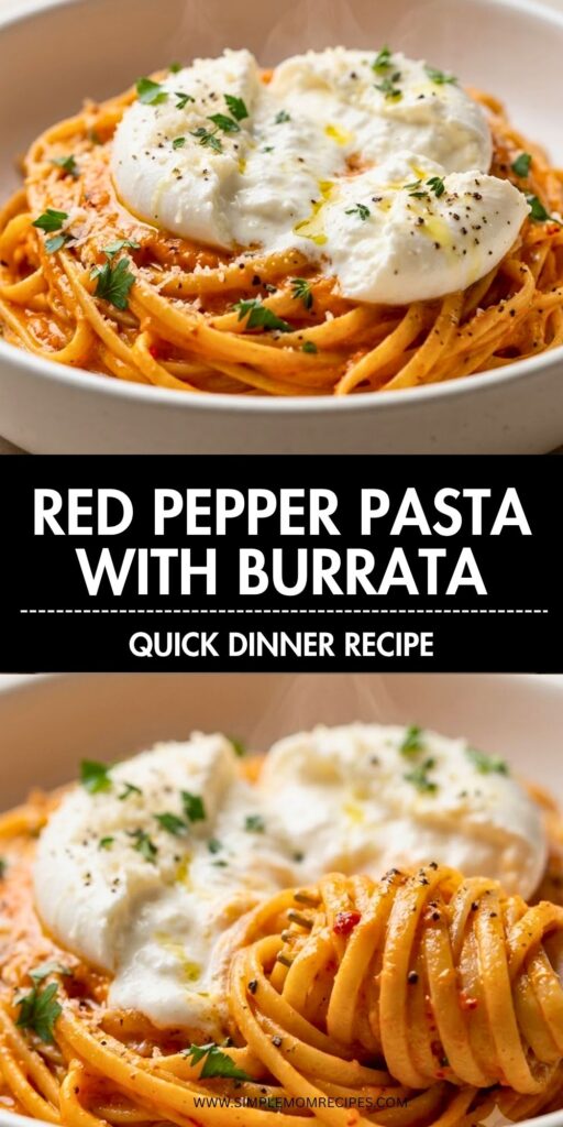 Creamy Red Pepper Pasta with Burrata & Herbs Recipe