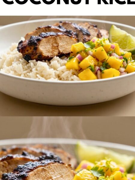 Jerk Chicken Bowls with Mango Salsa and Coconut Rice Recipe